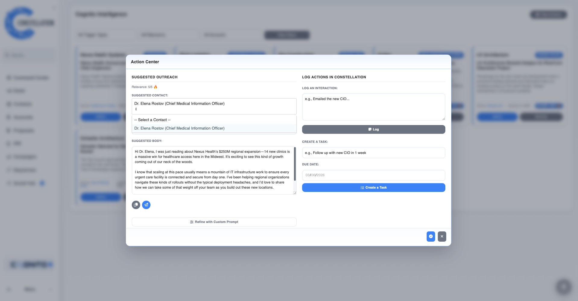 Cognito Intelligence: intent signals and one-click outreach
