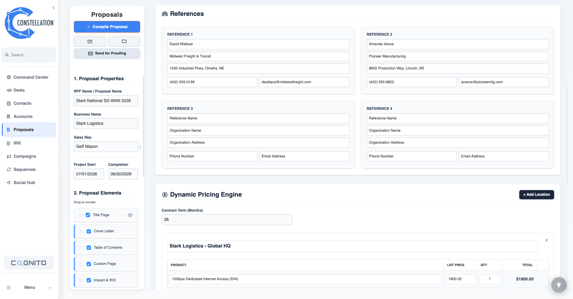 Enterprise Proposal Builder and IRR Calculator